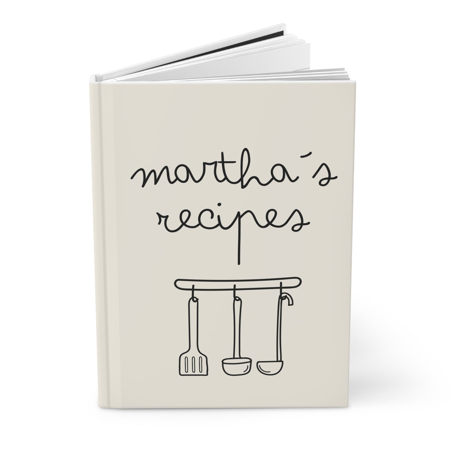 Personalized Recipe Journal — 'martha's recipes' Hardcover Recipe Notebook