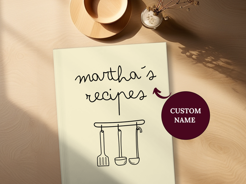 Personalized Recipe Journal — 'martha's recipes' Hardcover Recipe Notebook